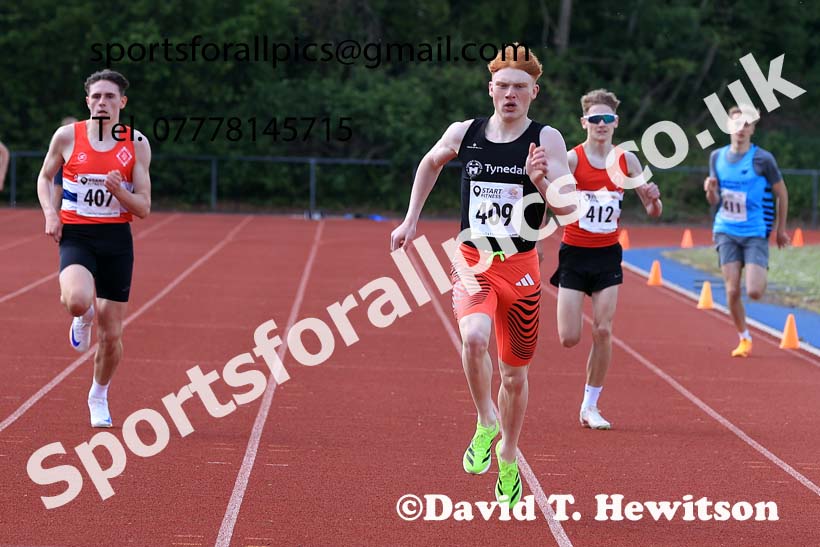 Mens under-17s 400 metres 2025 North Eastern Track and Field Champs., Shildon, County Durham. Photo: David T. Hewitson/Sports for All Pics